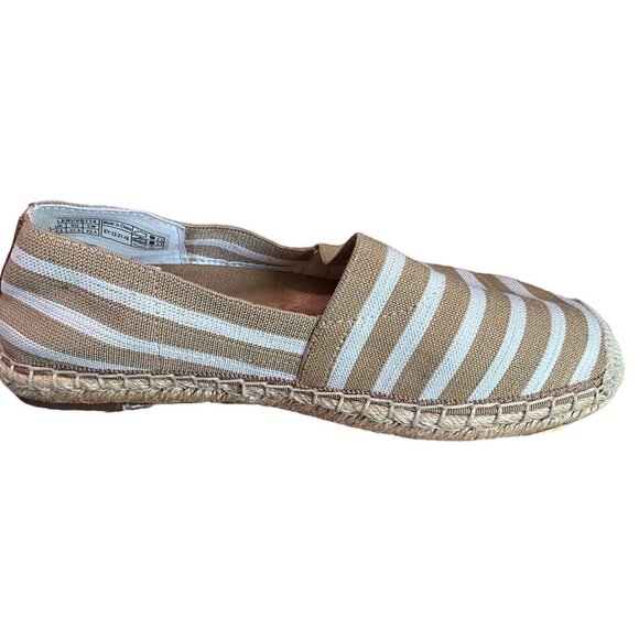 Vionic Women's Size 6.5 Kahki/Ivory Striped Slip On Loafers with Jute Trim - Picture 4 of 9